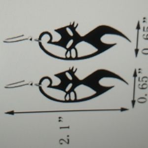 Metal Cat in Black Halloween Earrings